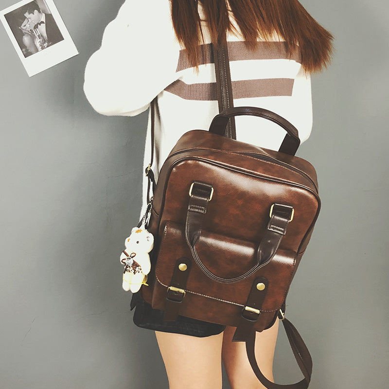 Women''s Bag Retro British Backpack  Student Schoolbag Pu Campus