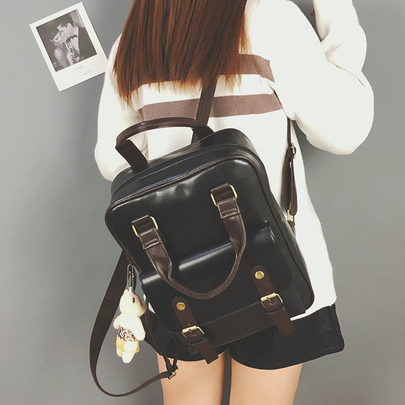 Women''s Bag Retro British Backpack  Student Schoolbag Pu Campus