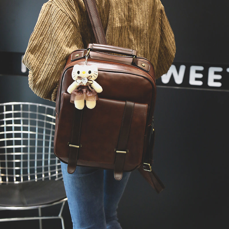 Women''s Bag Retro British Backpack  Student Schoolbag Pu Campus