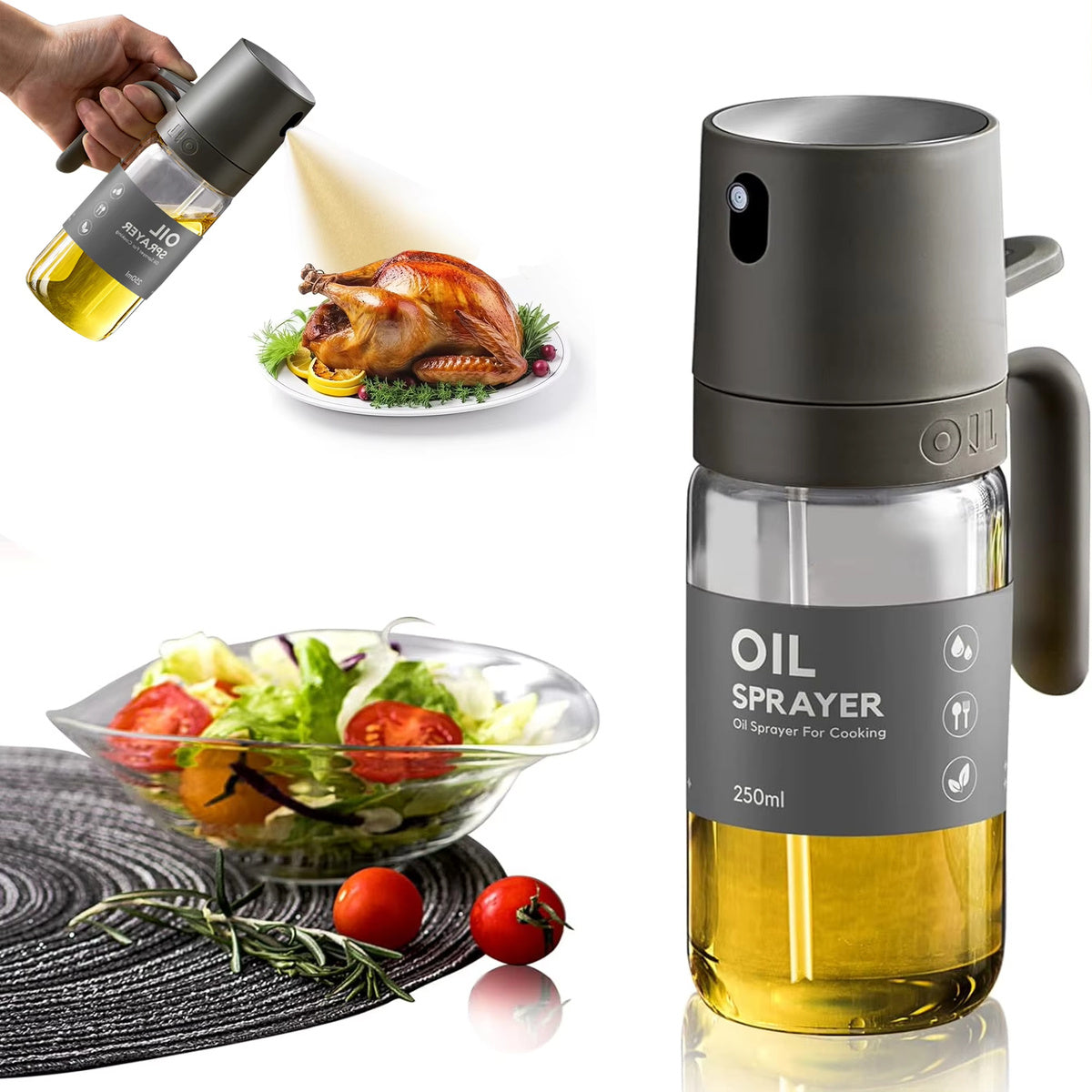 Kitchen Glass Oil Sprayer Bottle Olive Oil Sprayer Mister Spray Oil Dispenser Oil Jar Cruet BBQ Baking Picnic Kitchen Tool